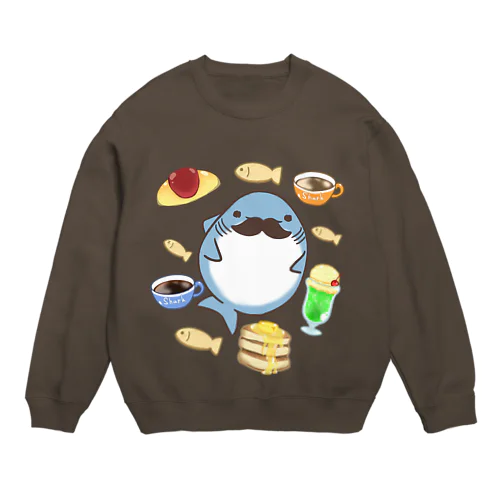 おいしい　ぽっちゃりちょび髭鮫 Crew Neck Sweatshirt