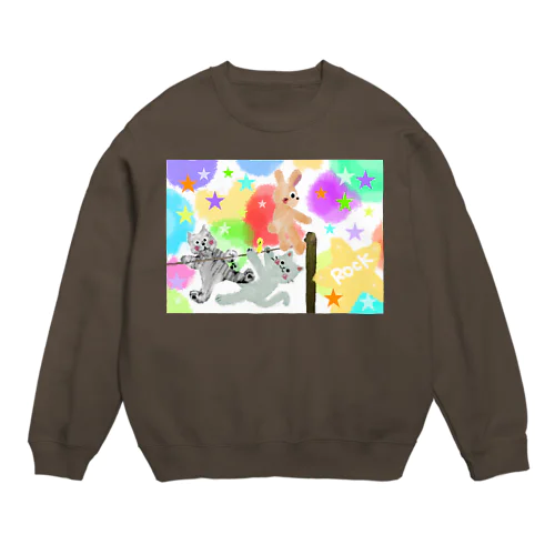 ゆめかわアニマル:星【犬猫鳥兎】 Crew Neck Sweatshirt