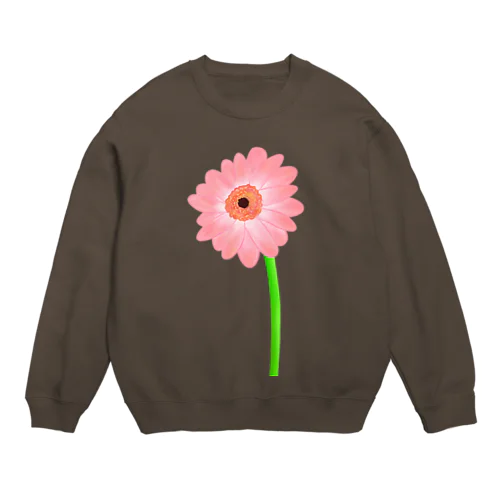 桃色ガーベラ１輪 Crew Neck Sweatshirt