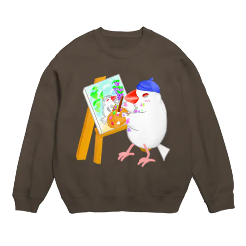 芸術の秋文鳥 Crew Neck Sweatshirt