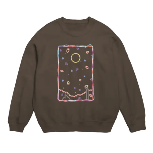 夜桜と散歩猫 Crew Neck Sweatshirt