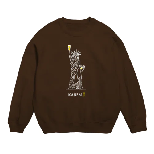 彫刻 × BEER（自由の女神）白線画 Crew Neck Sweatshirt