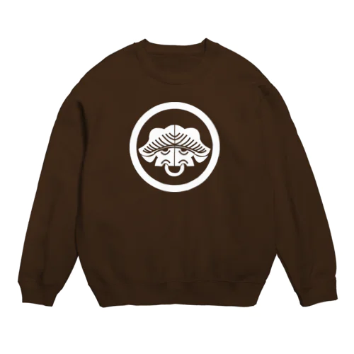 動物家紋。丸に一つ松スイギュウh.t.白 Crew Neck Sweatshirt