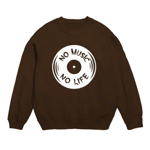 ノーミュージックノーライフ レコード盤デザイン ホワイト Crew Neck Sweatshirt