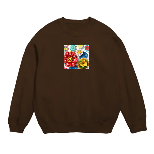 フラワー3D風 Crew Neck Sweatshirt