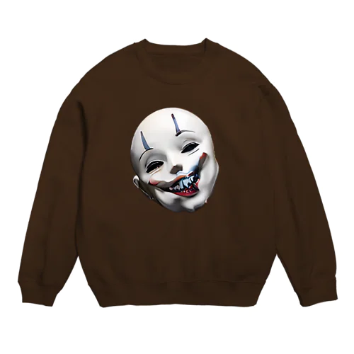 不気味な道化師の仮面 Crew Neck Sweatshirt