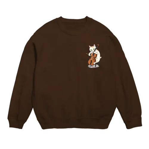 チェロを弾く猫 Crew Neck Sweatshirt