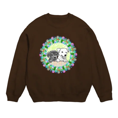 仲良しわんこさん兄弟のクリスマスリース Crew Neck Sweatshirt