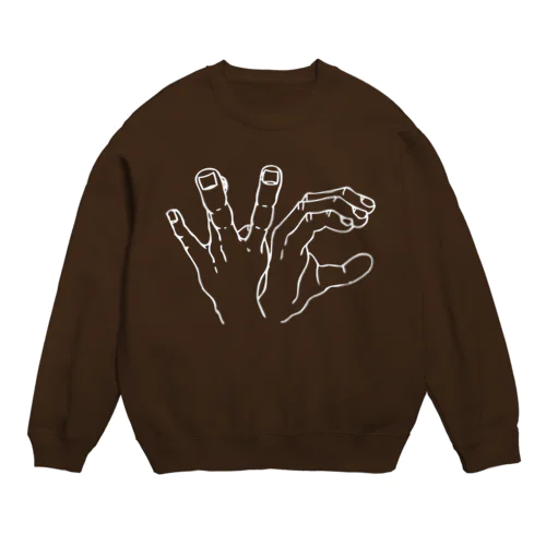 WCハンドサイン(白) Crew Neck Sweatshirt