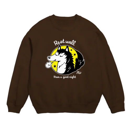 お疲れさまオオカミ（濃色用） Crew Neck Sweatshirt