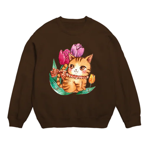 春のねこ日和／cinnamon Crew Neck Sweatshirt