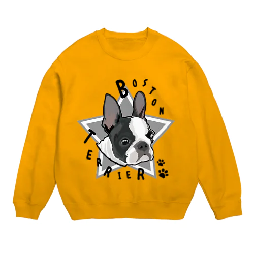 ボストンテリア洋服(黒ブチ) Crew Neck Sweatshirt