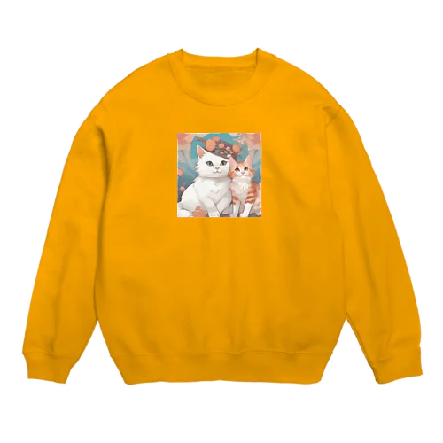 二匹の猫 Crew Neck Sweatshirt