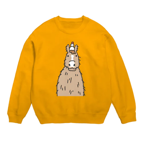 冬毛のお馬さん(栗毛) Crew Neck Sweatshirt