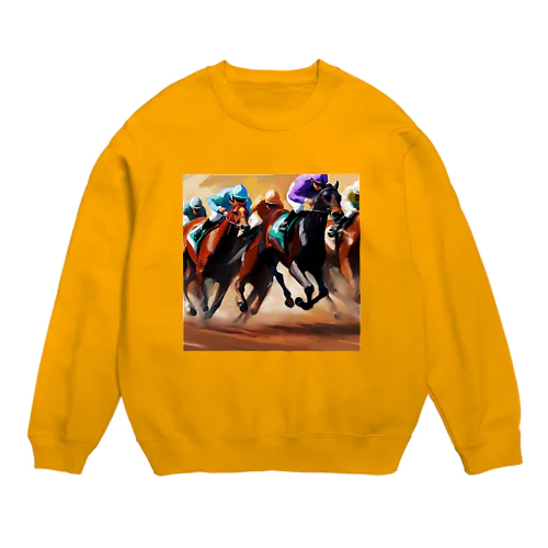 馬たちの力強さと競争心 Crew Neck Sweatshirt