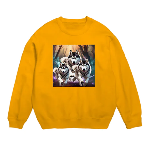 シベリアンハスキー犬 Crew Neck Sweatshirt