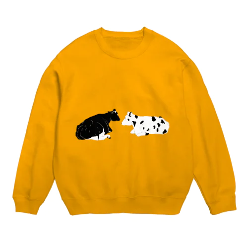 黒勝ちの牛と白勝ちの牛 Crew Neck Sweatshirt