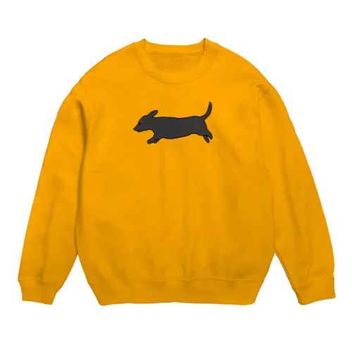 走る犬 ダックス ブラック Crew Neck Sweatshirt