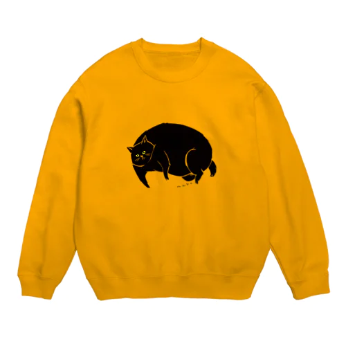 ふてぶてしいクロねこ Crew Neck Sweatshirt