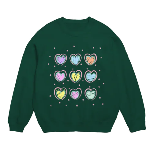 80’s Fancy カラフルハート柄 Crew Neck Sweatshirt