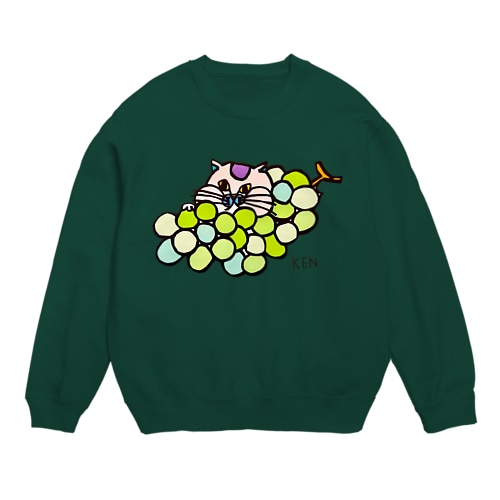 マスカットねこ Crew Neck Sweatshirt