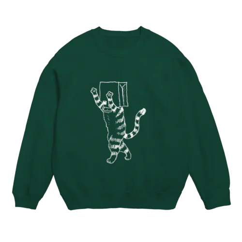 ふくろねこ白プリント（ねこかもいぬかも） Crew Neck Sweatshirt