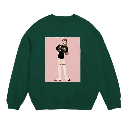 ribbon（ピンク色の背景ありver.） Crew Neck Sweatshirt