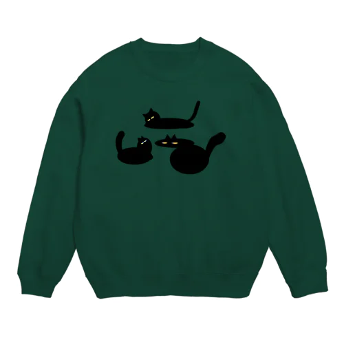 3人の黒いネコ Crew Neck Sweatshirt