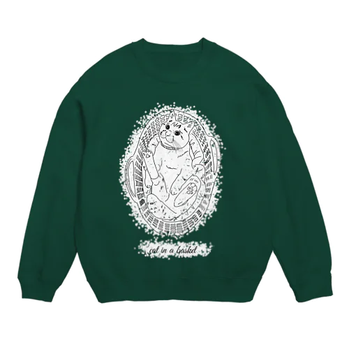 バスケットに入った猫 Crew Neck Sweatshirt