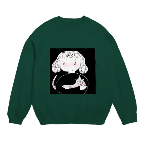 ねこを抱きしめる Crew Neck Sweatshirt