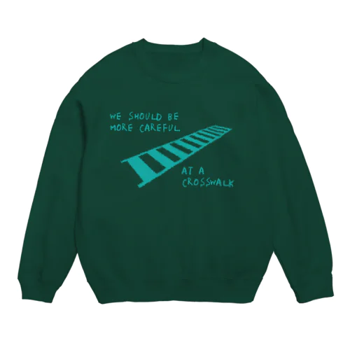 横断歩道は気をつけよう　水色 Crew Neck Sweatshirt