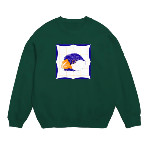 オレンジ×ブルーの文鳥 Crew Neck Sweatshirt