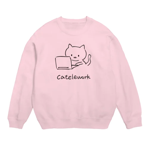 catelework テレワークネコ Crew Neck Sweatshirt