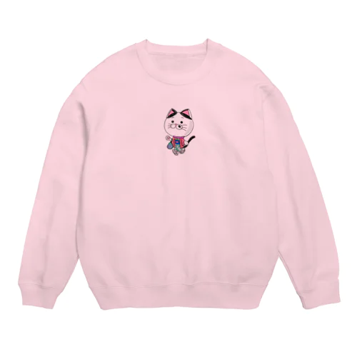 お着物でお出かけニャンコ Crew Neck Sweatshirt