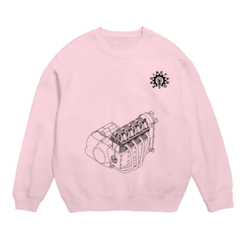 エンジン太郎オリジナルエンジン図（黒文字・片面） Crew Neck Sweatshirt