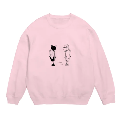 B_Lack_Cat&Mr.CHICKENHEART Crew Neck Sweatshirt