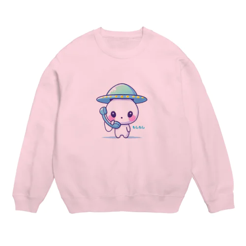 宇宙人の子どもが電話している Crew Neck Sweatshirt