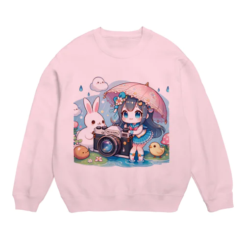 カメラと傘とうさ耳少女とシリーズ　撮影 Crew Neck Sweatshirt