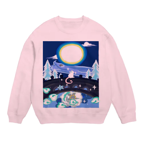 満月とねずみと花 Crew Neck Sweatshirt