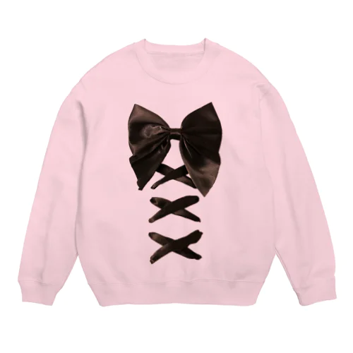 Black Butterfly Laced-up Ribbon Crew Neck Sweatshirt