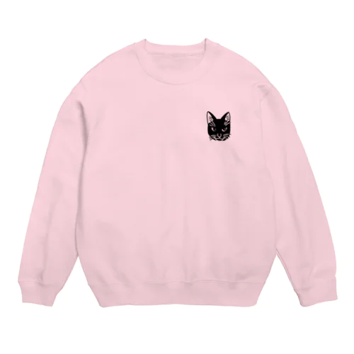 黒猫ジジ　ワンポイント Crew Neck Sweatshirt