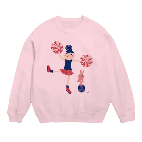 チアと玉乗りうさぎ Crew Neck Sweatshirt