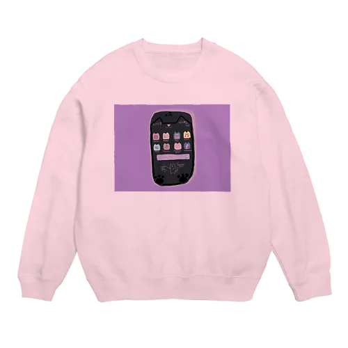 ねこphone  purple Crew Neck Sweatshirt