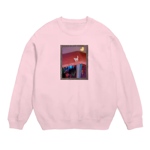 猫ちゃんと月 Crew Neck Sweatshirt