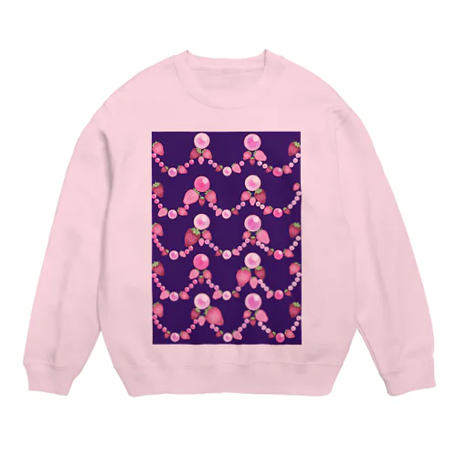 いちごと水晶玉のふんわり紫魔法 Crew Neck Sweatshirt