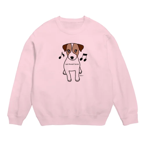 可愛いジャックラッセルテリア犬と音符 Crew Neck Sweatshirt