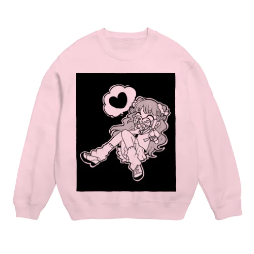 推し大好きな女の子/黒 Crew Neck Sweatshirt