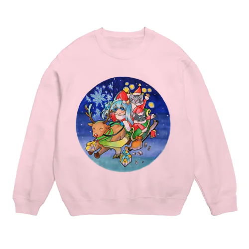 クリスマス🎄私mikuとうちの子２にゃんのX'mas🎅ソリVer. Crew Neck Sweatshirt