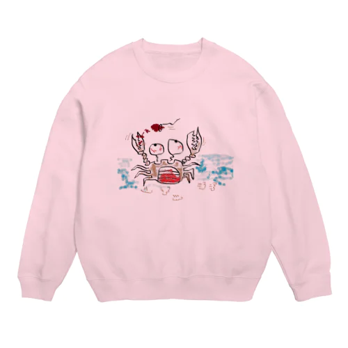 チョコが欲しいカニさん Crew Neck Sweatshirt