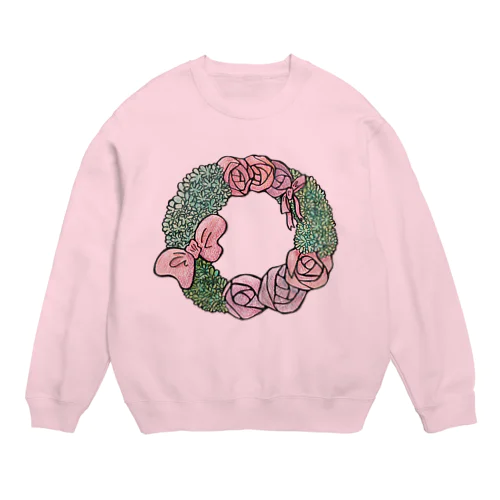 リボンと薔薇のリース Crew Neck Sweatshirt